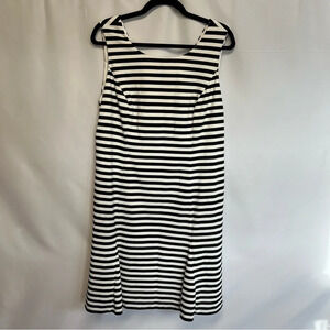 Vince Camuto Sleeveless Knit Sheath Dress Black & White Stripes Size 14W